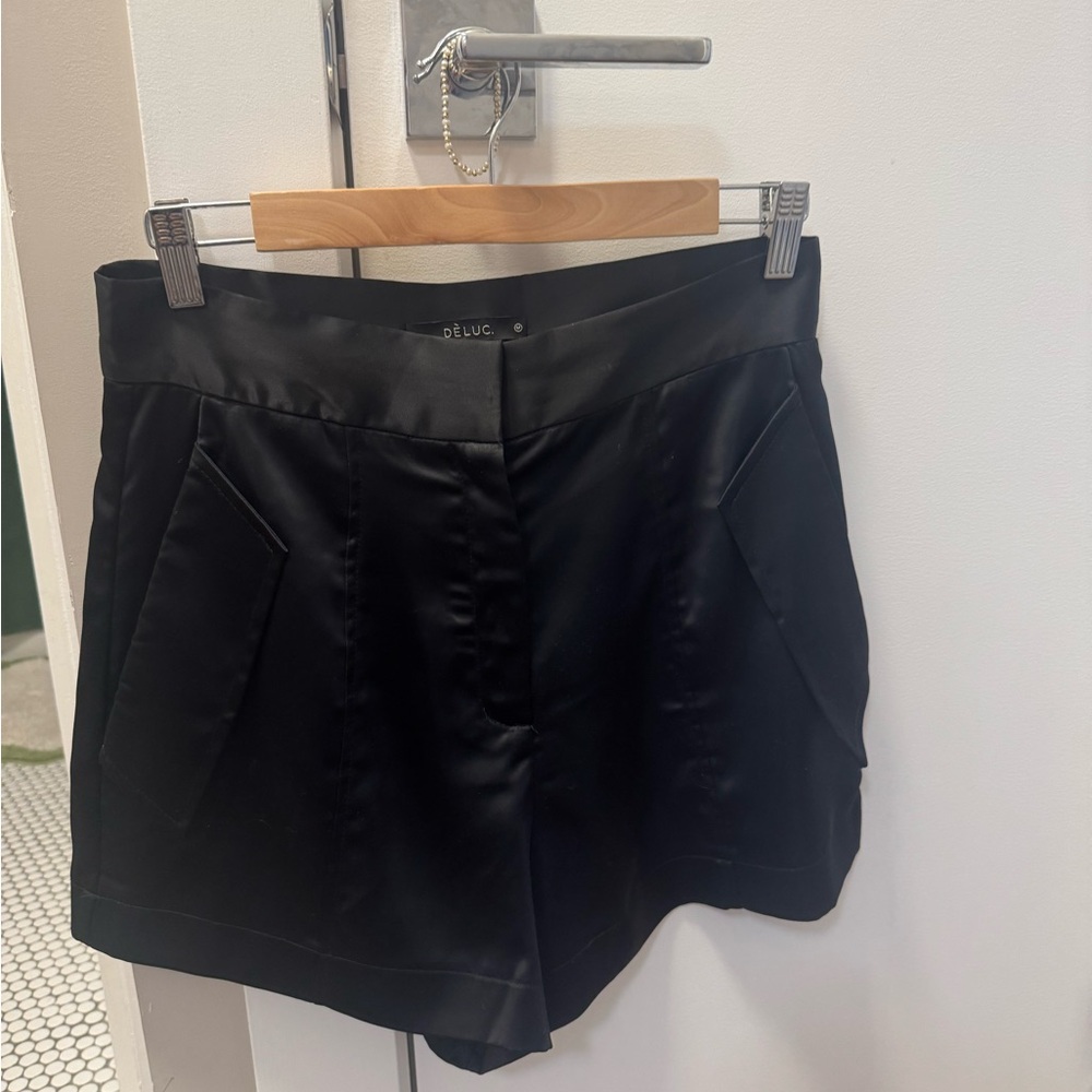 Deluc Women's High Waist Satin Black Shorts